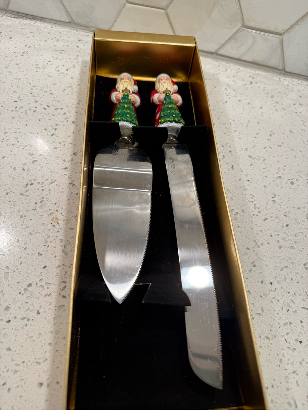 Christopher Radko Santa Claus Cake Knife & Server Set Christmas Holidays Box